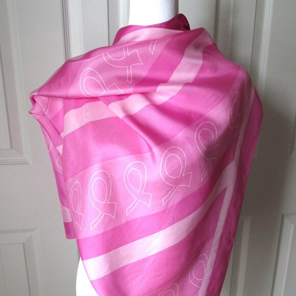 Breast Cancer 100% Silk SCARF Pink American Cancer Society - Picture 2 of 9